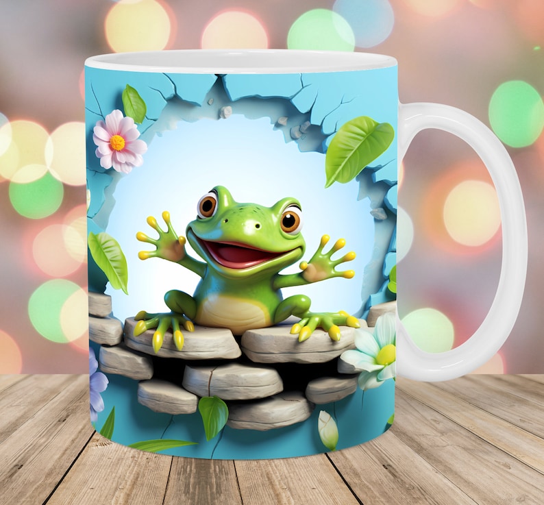 Taza con rana alegre