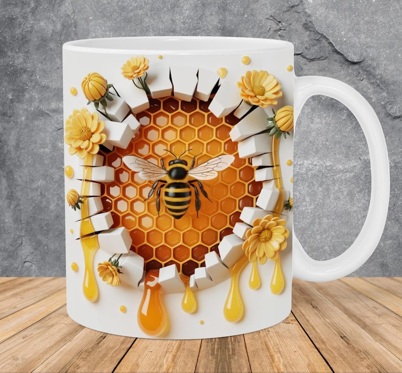 Taza de miel y abeja