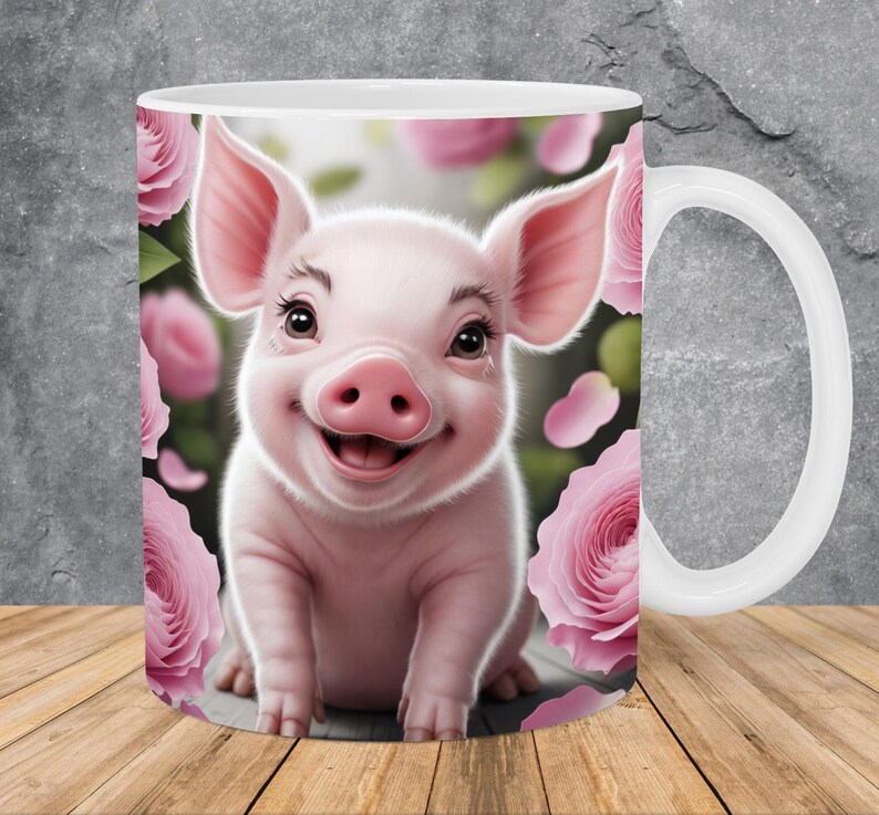 Taza de cerámica con diseño de cerdito