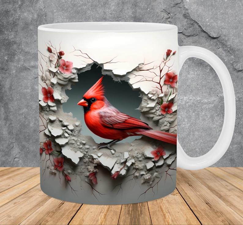 Taza con diseño de cardenal