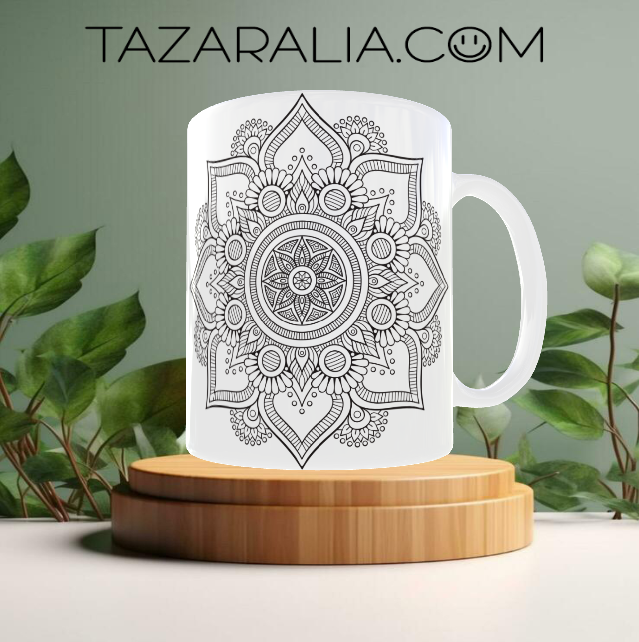 Taza de cerámica con diseño mandala