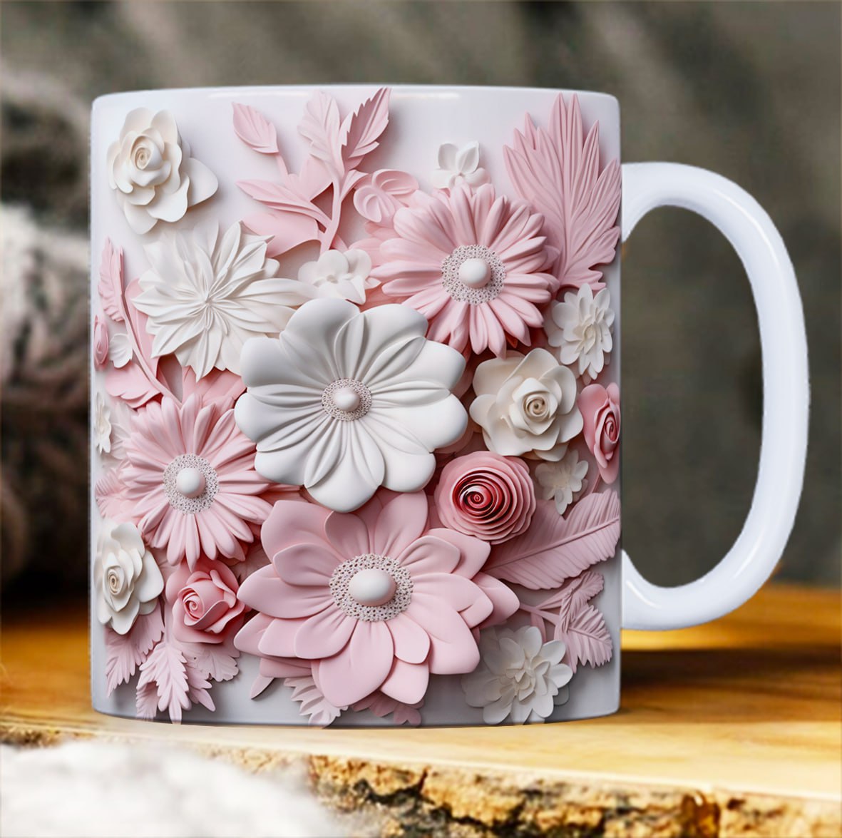 Taza decorativa de flores