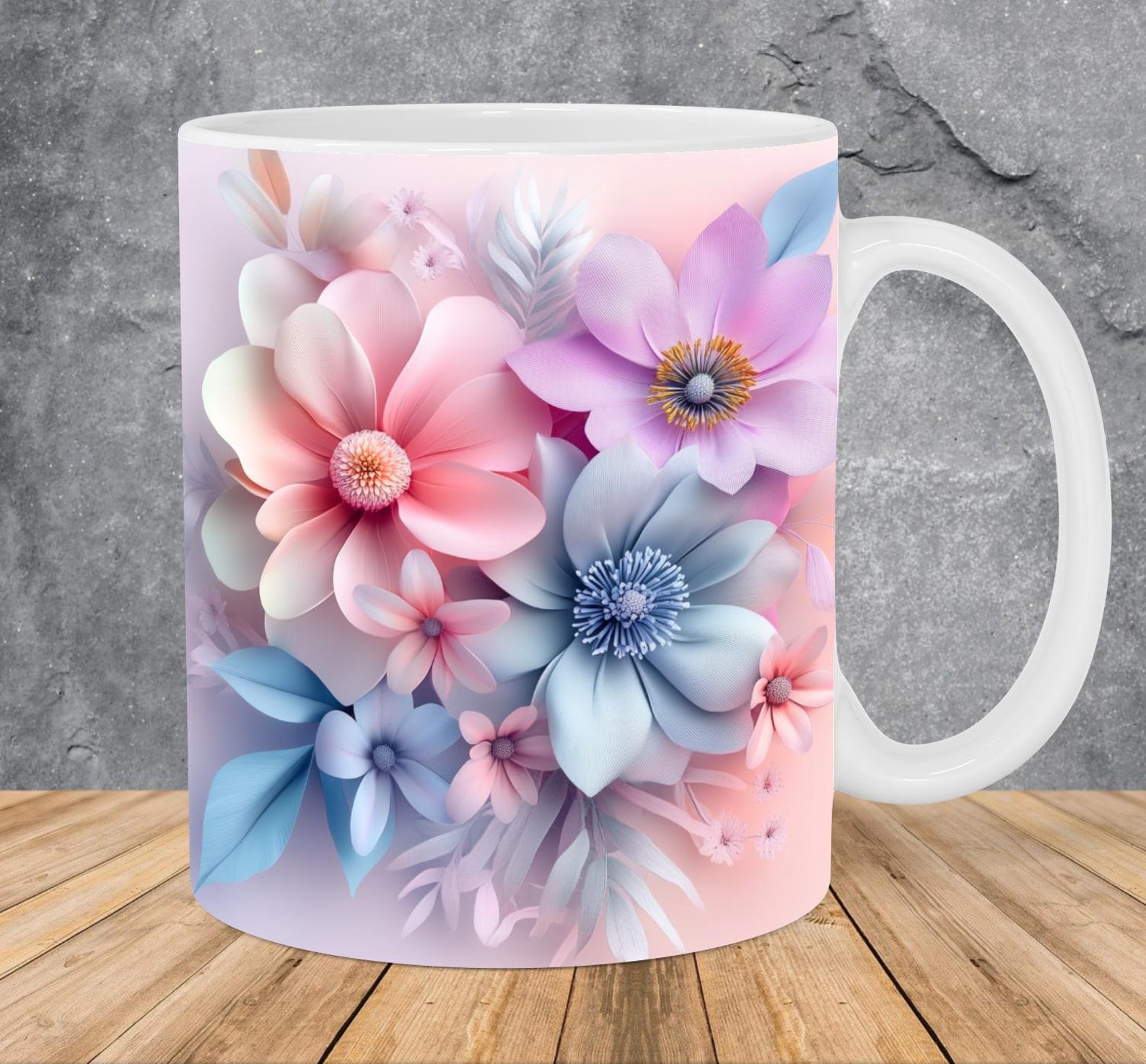 Taza con diseño floral