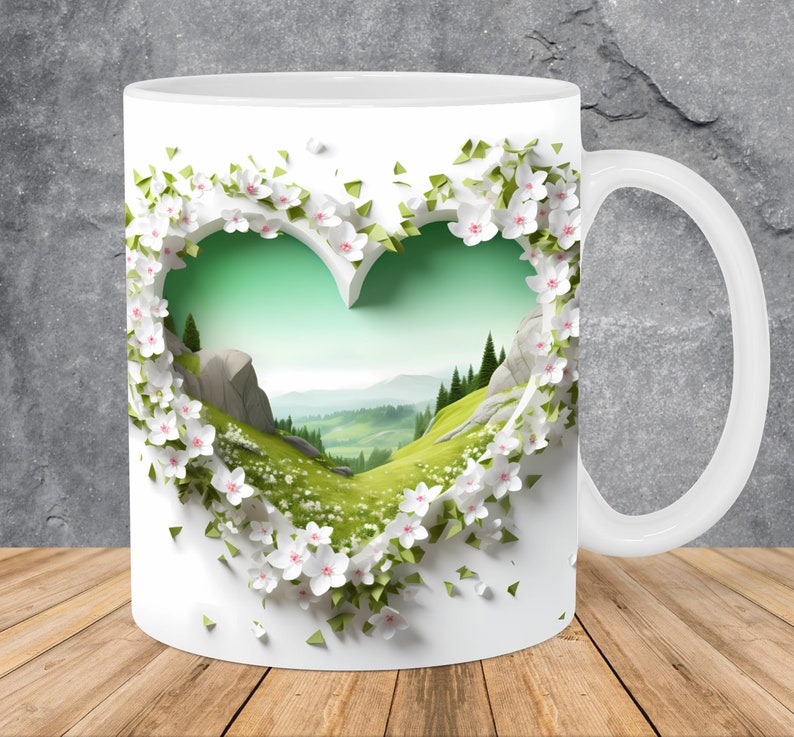 Taza con paisaje primaveral
