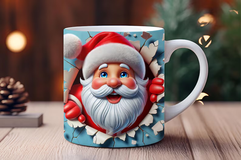 Taza navideña de Papá Noel