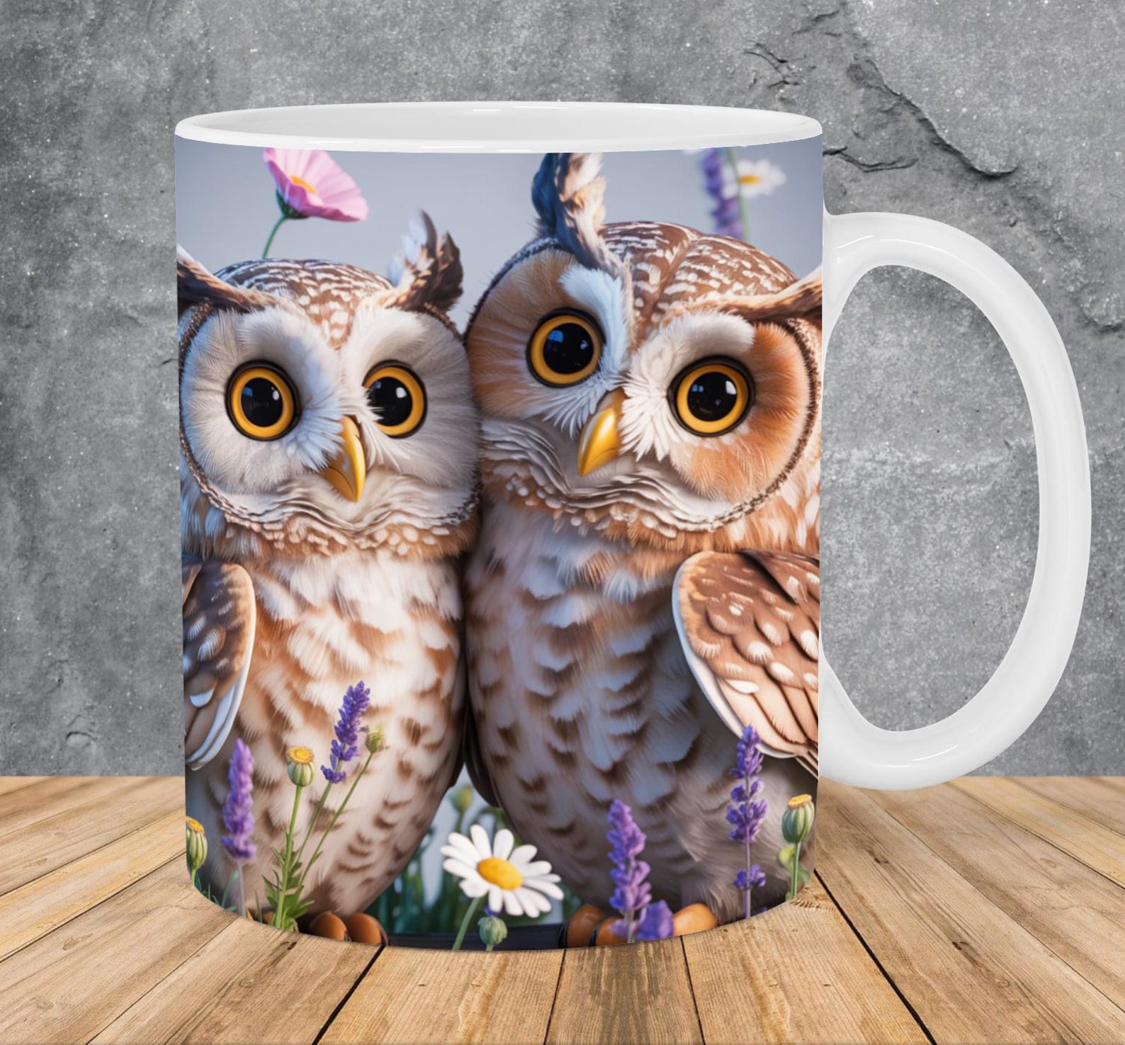 Taza con búhos adorables