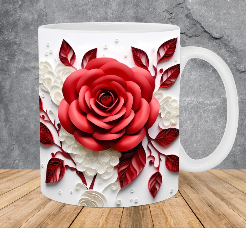 Taza decorativa de rosa