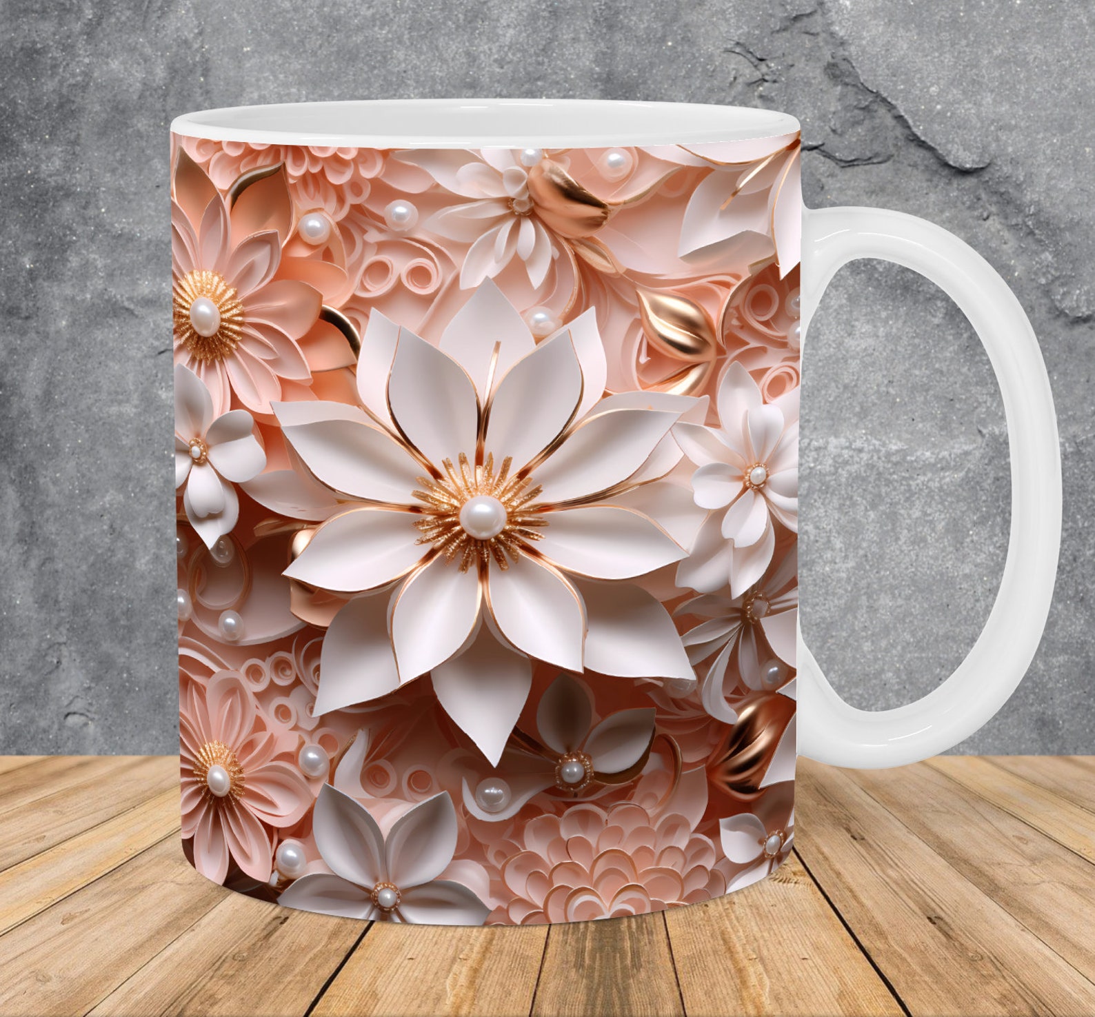Taza decorativa con flores