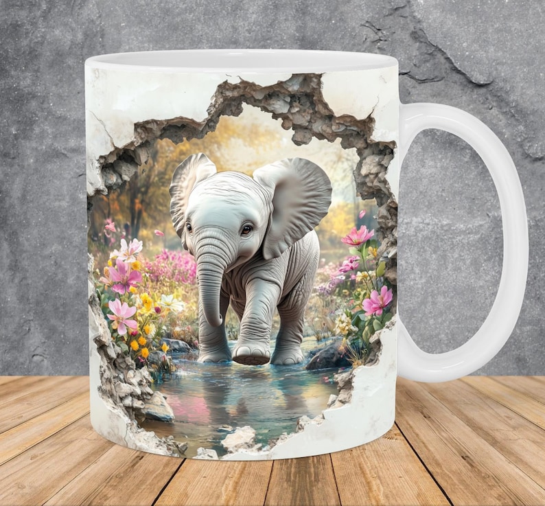 Taza con elefante bebé
