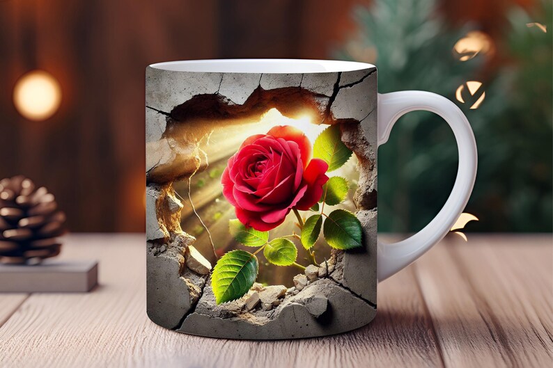 Taza con diseño de rosa