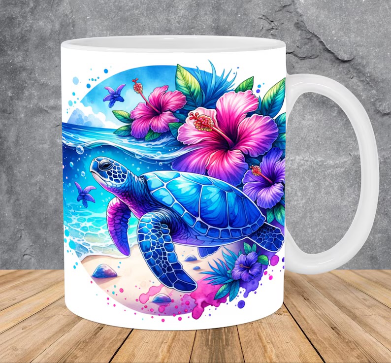 Taza con diseño de tortuga marina
