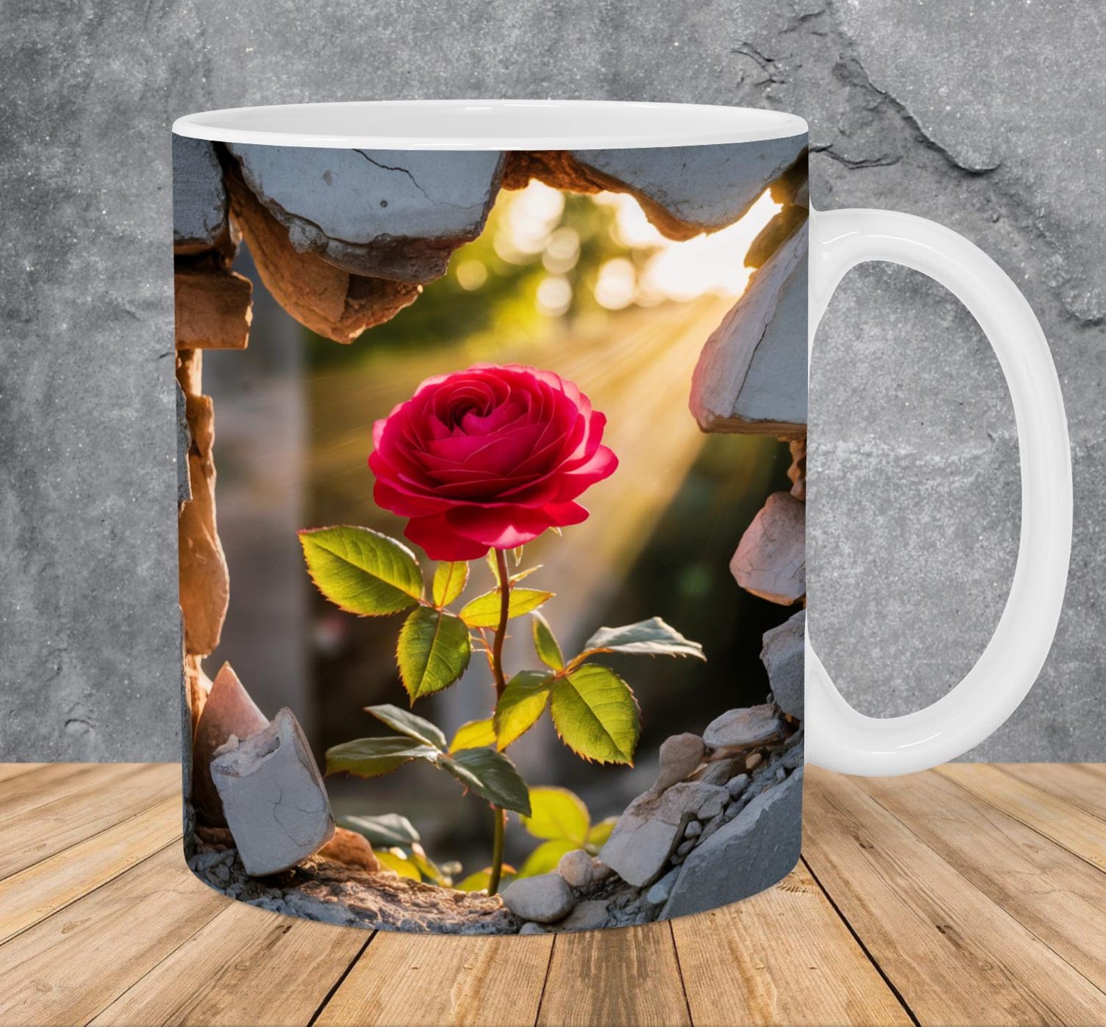 Taza con diseño de rosa