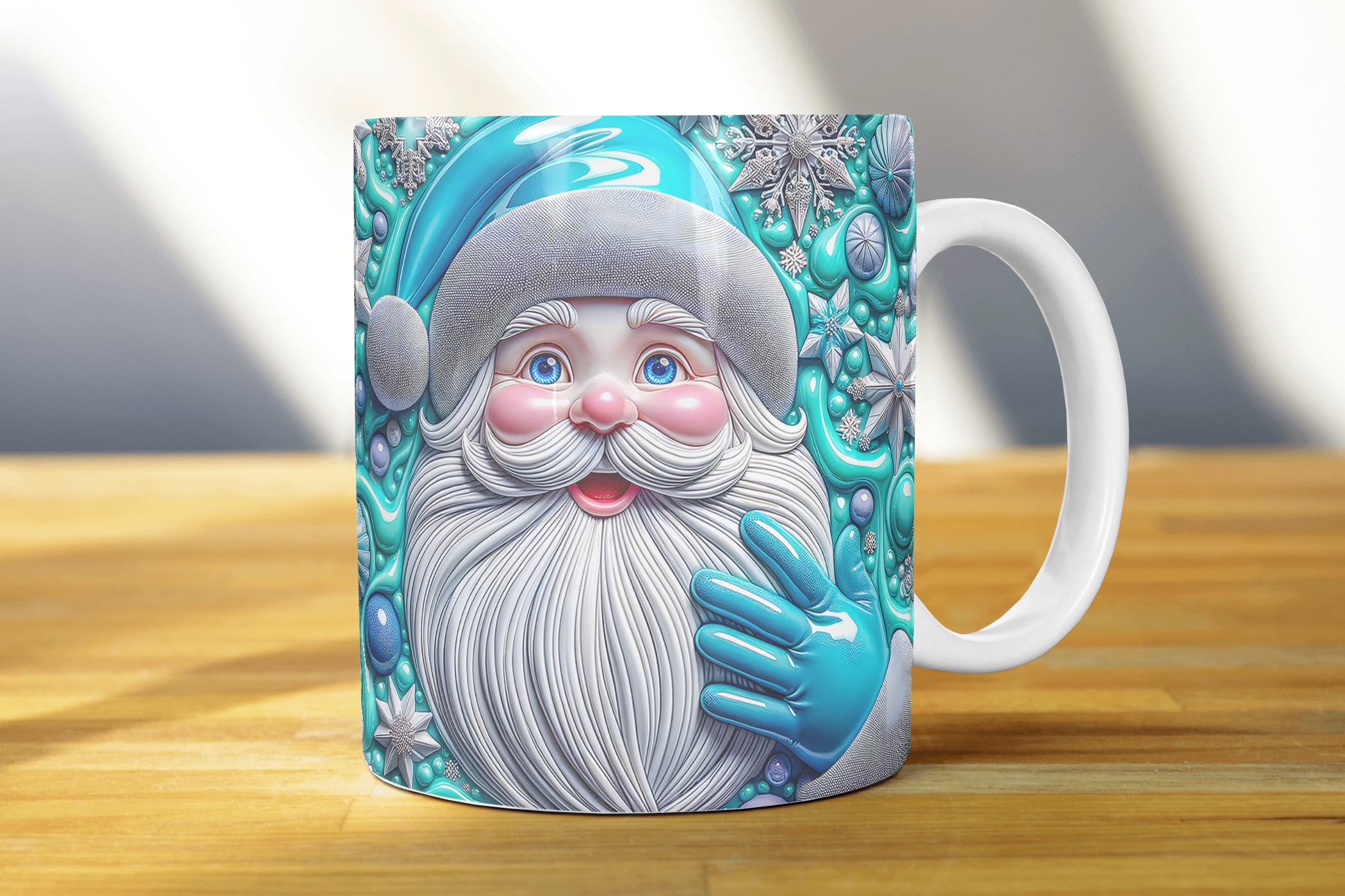 Taza navideña Santa azul
