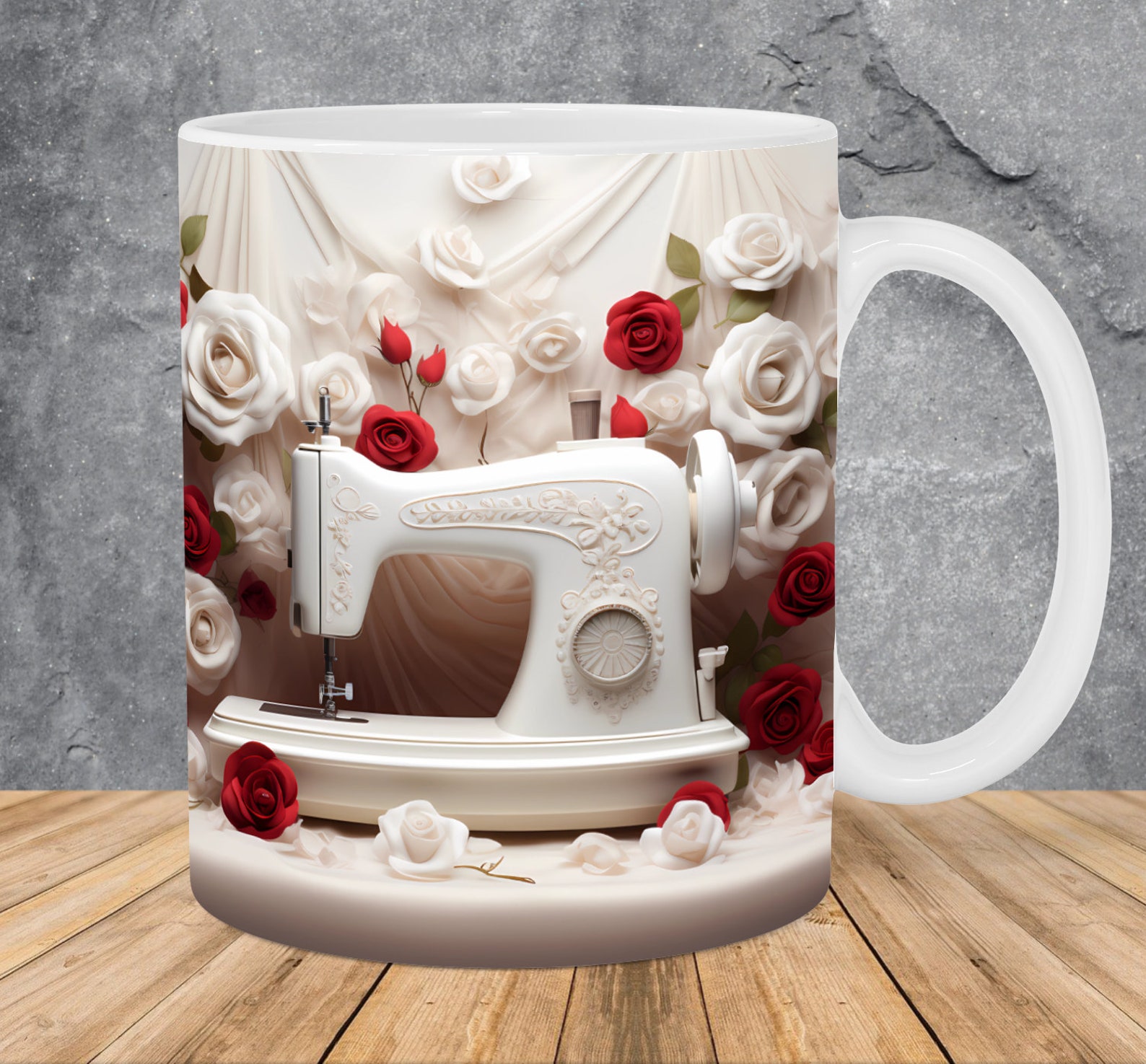 Taza decorativa máquina de coser
