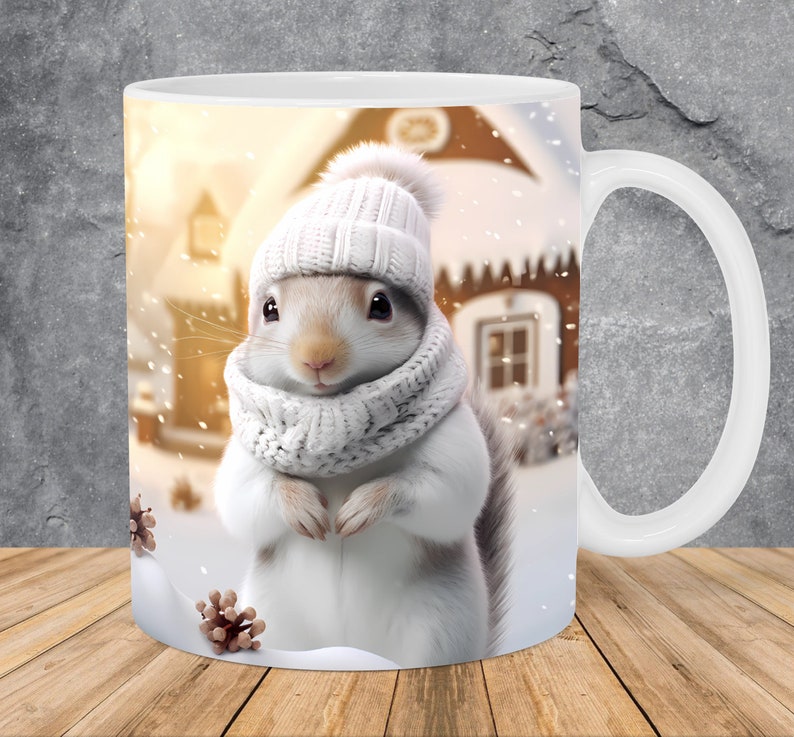 Taza de cerámica con dibujo invernal