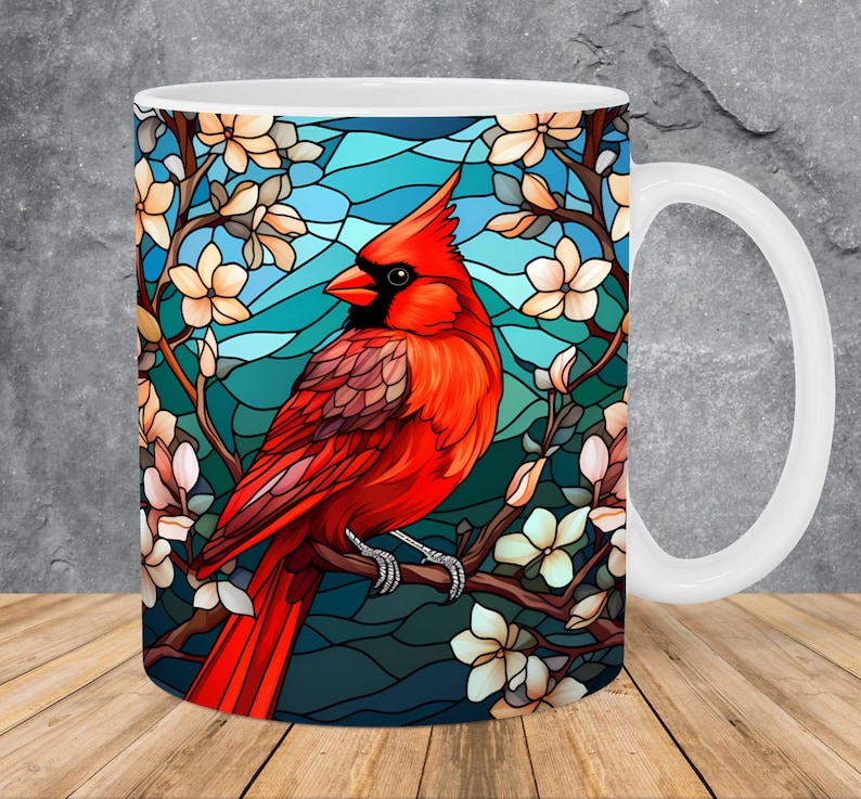 Taza con diseño de cardenal