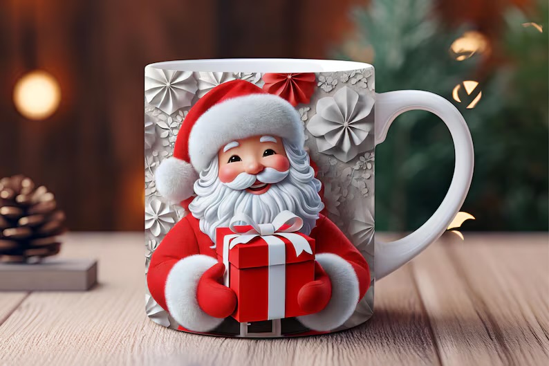 Taza navideña de Papá Noel