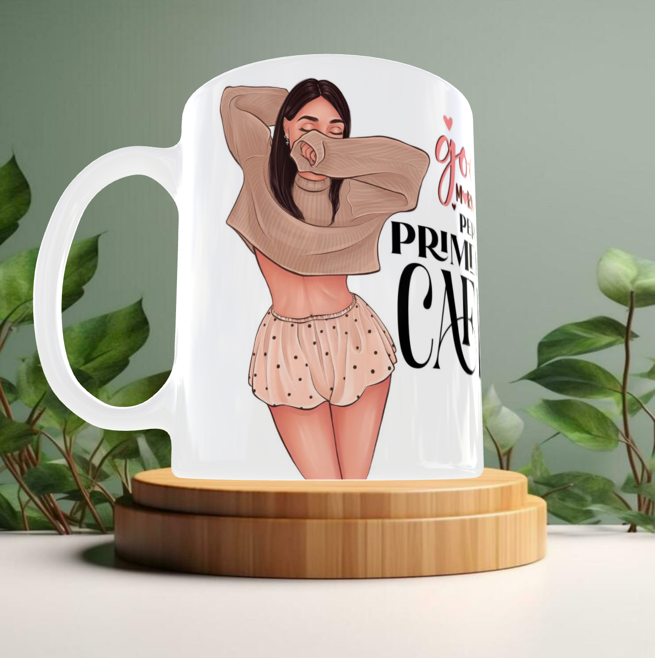 Taza con ilustración y frase positiva