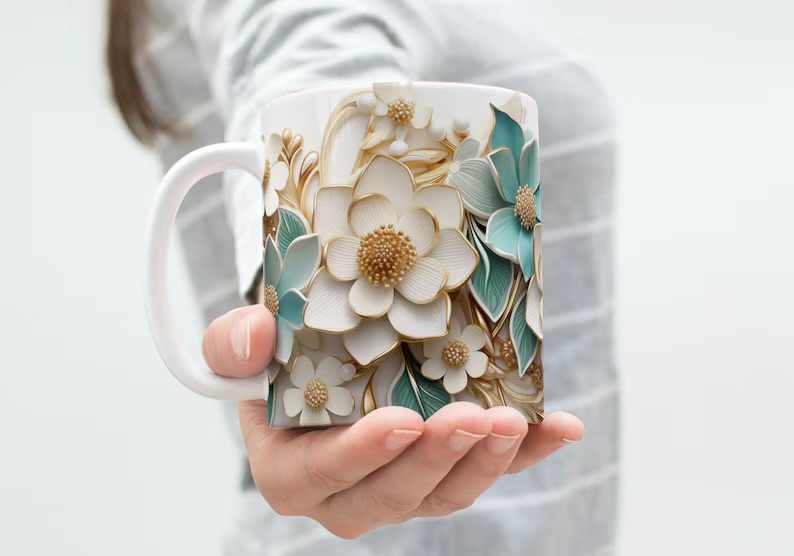 Taza con diseño floral