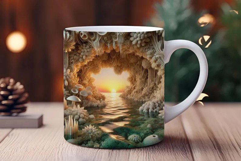 Taza artística de paisaje fantástico