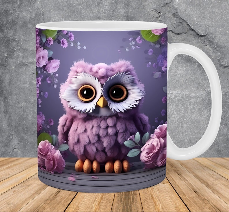 Taza con búho violeta