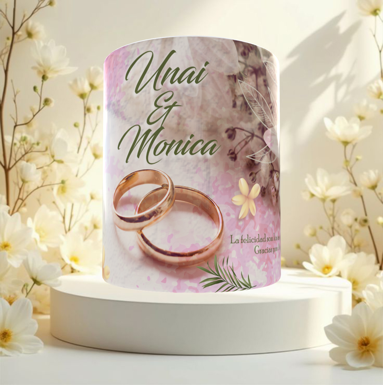 Taza Boda  de Cerámica Decorativa