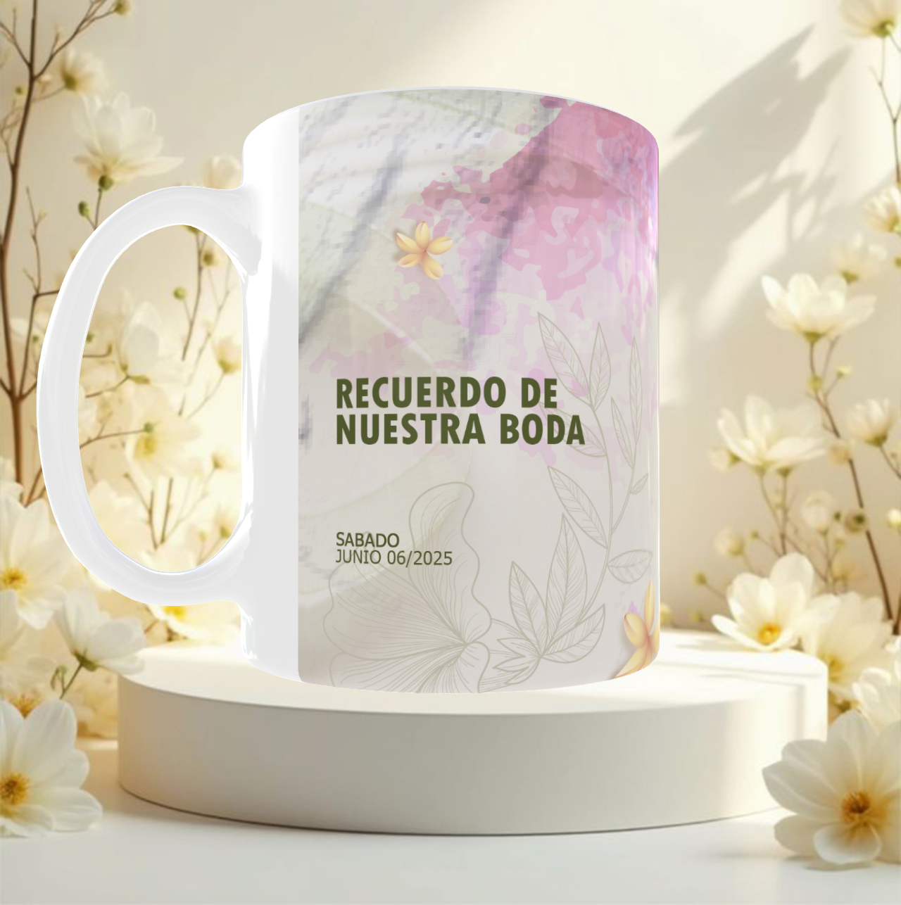 Taza Boda  de Cerámica Decorativa