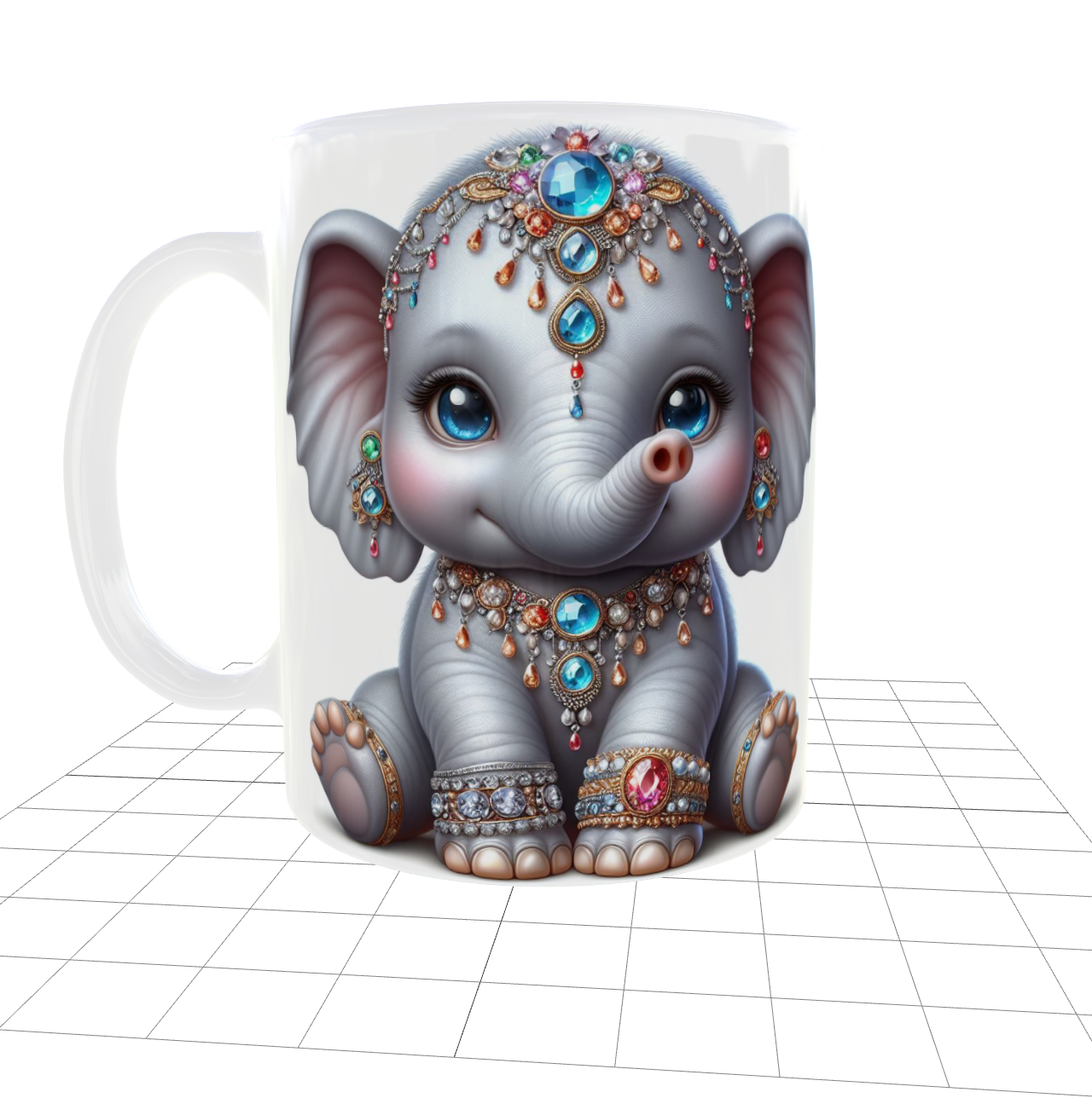 Taza con elefante decorado