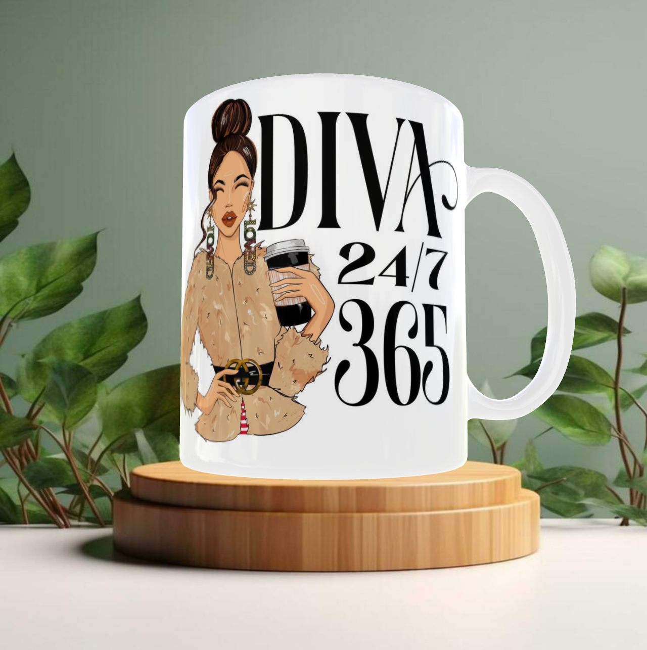 Taza con ilustración y frase positiva