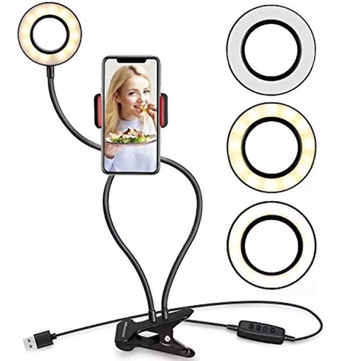 Soporte de móvil con anillo de luz LED