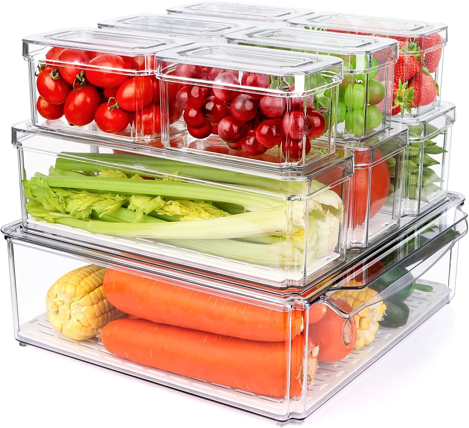 Clear Stackable Refrigerator Organizer Bins