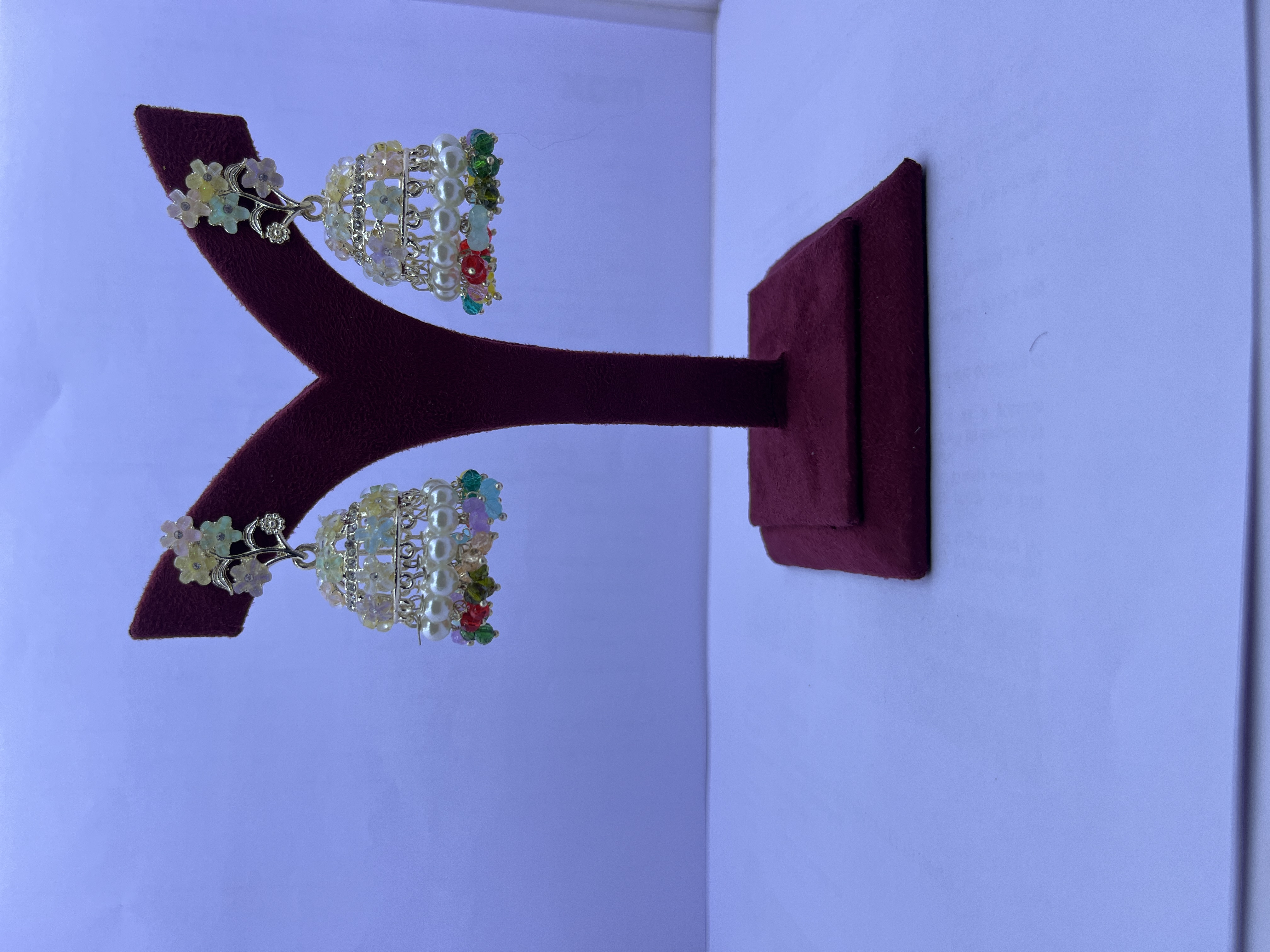 Pink Beaded Jhumka Earrings