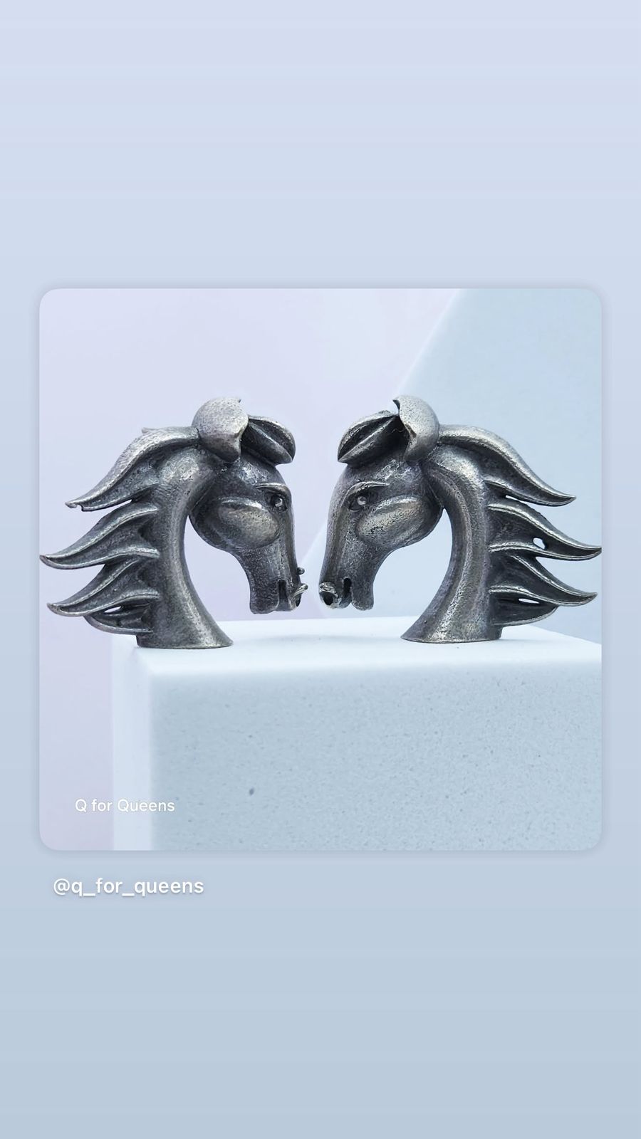 Silver Horse Head Earrings