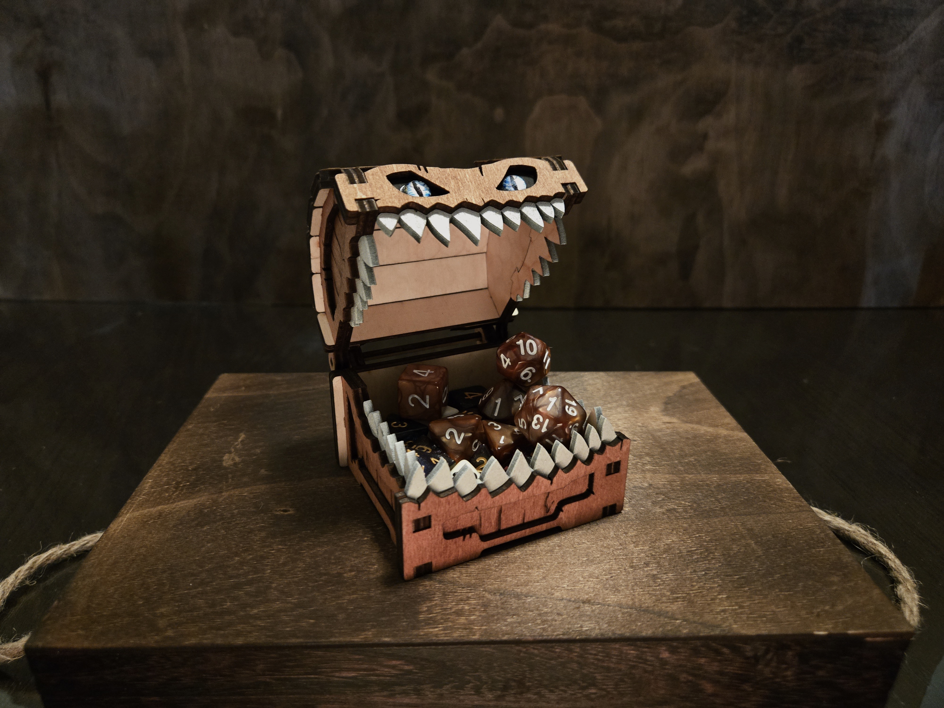 Small Mimic Chest — Handcrafted Wooden Creature of Curiosity