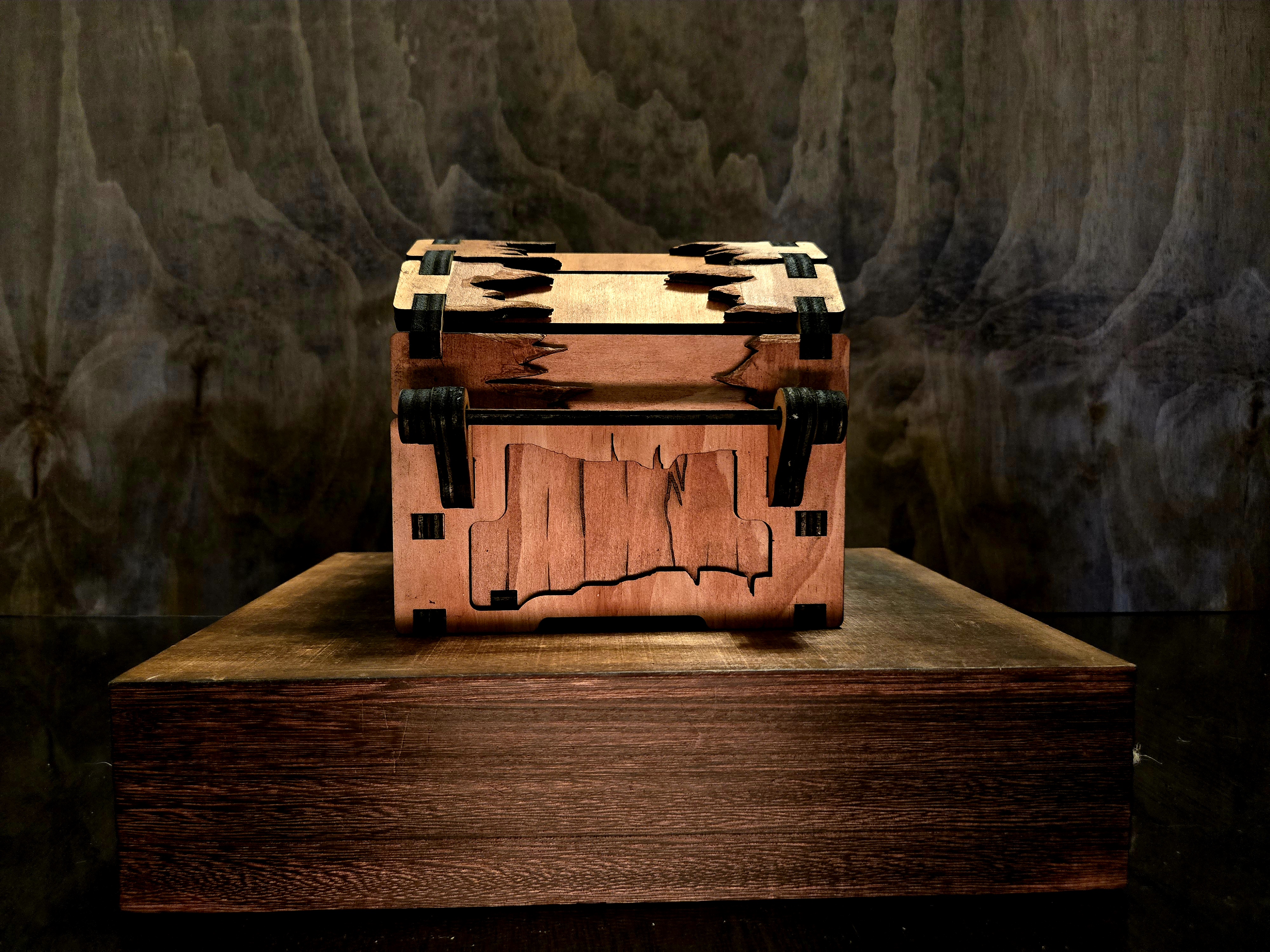 Large Mimic Chest — Handcrafted Wooden Creature of Curiosity