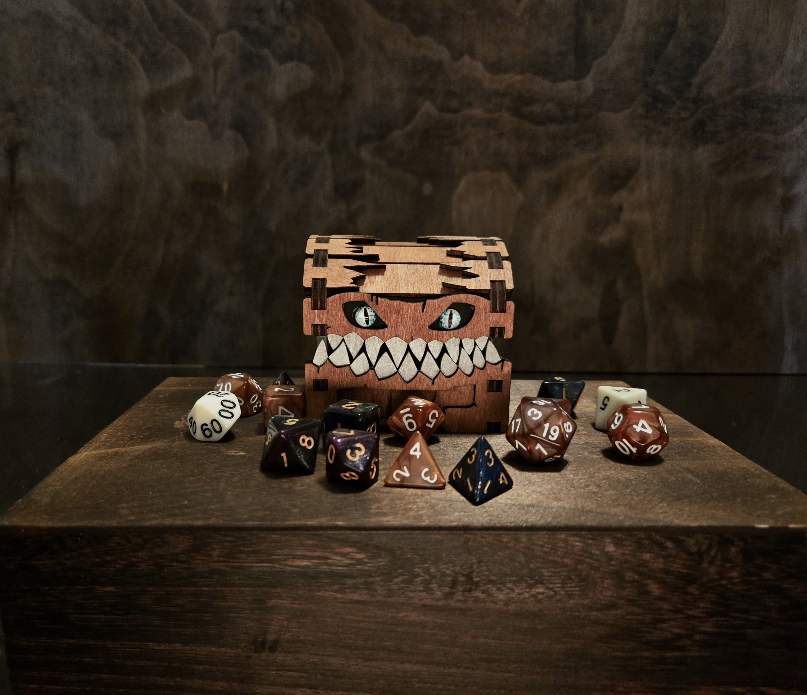 Small Mimic Chest — Handcrafted Wooden Creature of Curiosity