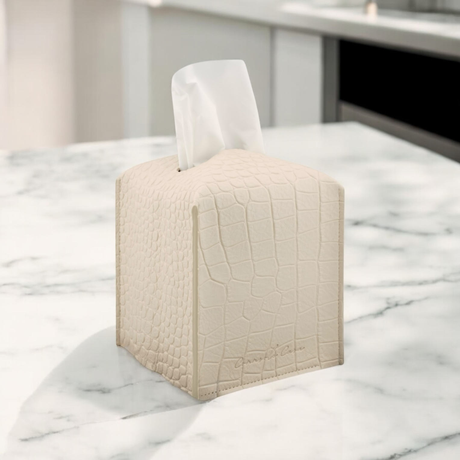 Elegant Faux Leather Tissue Box Cover