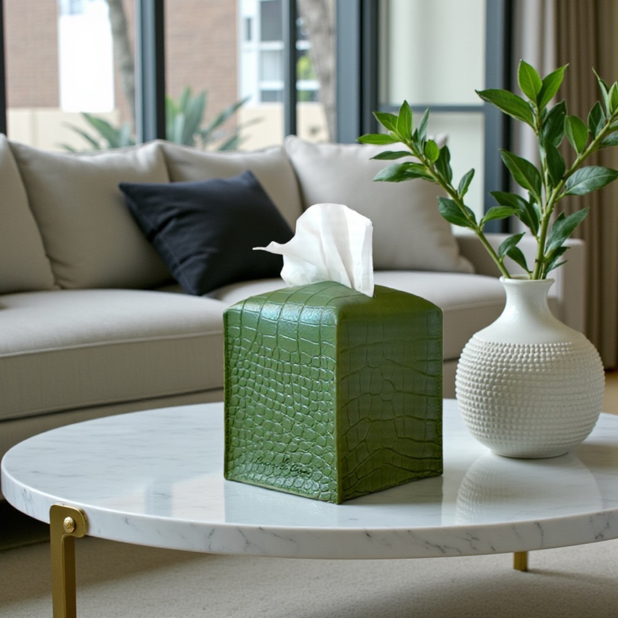 Elegant Faux Leather Tissue Box Cover