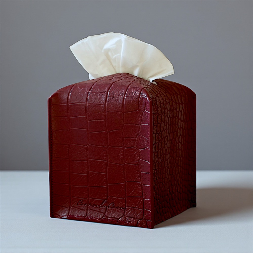 Elegant Faux Leather Tissue Box Cover