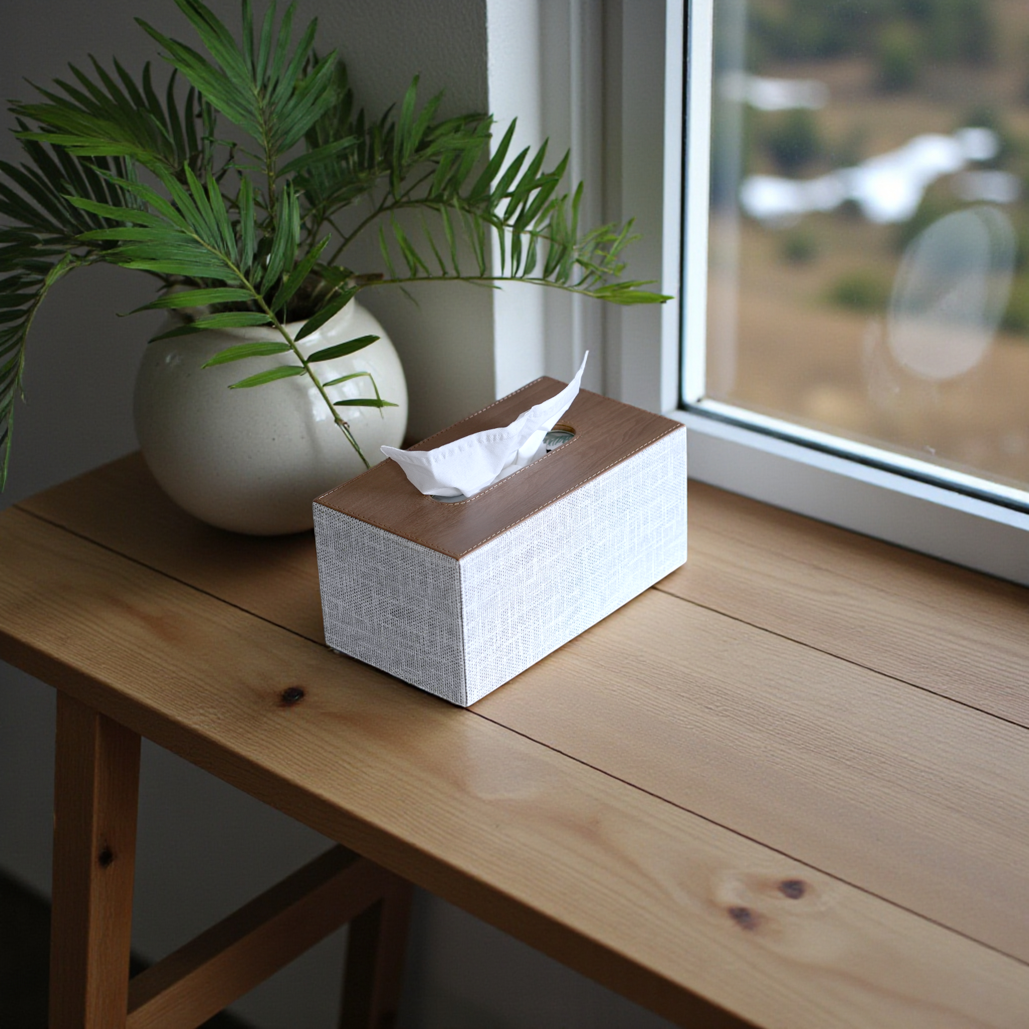 Modern tissue box cover - Rectangular Leather made for Kleenex tissues 