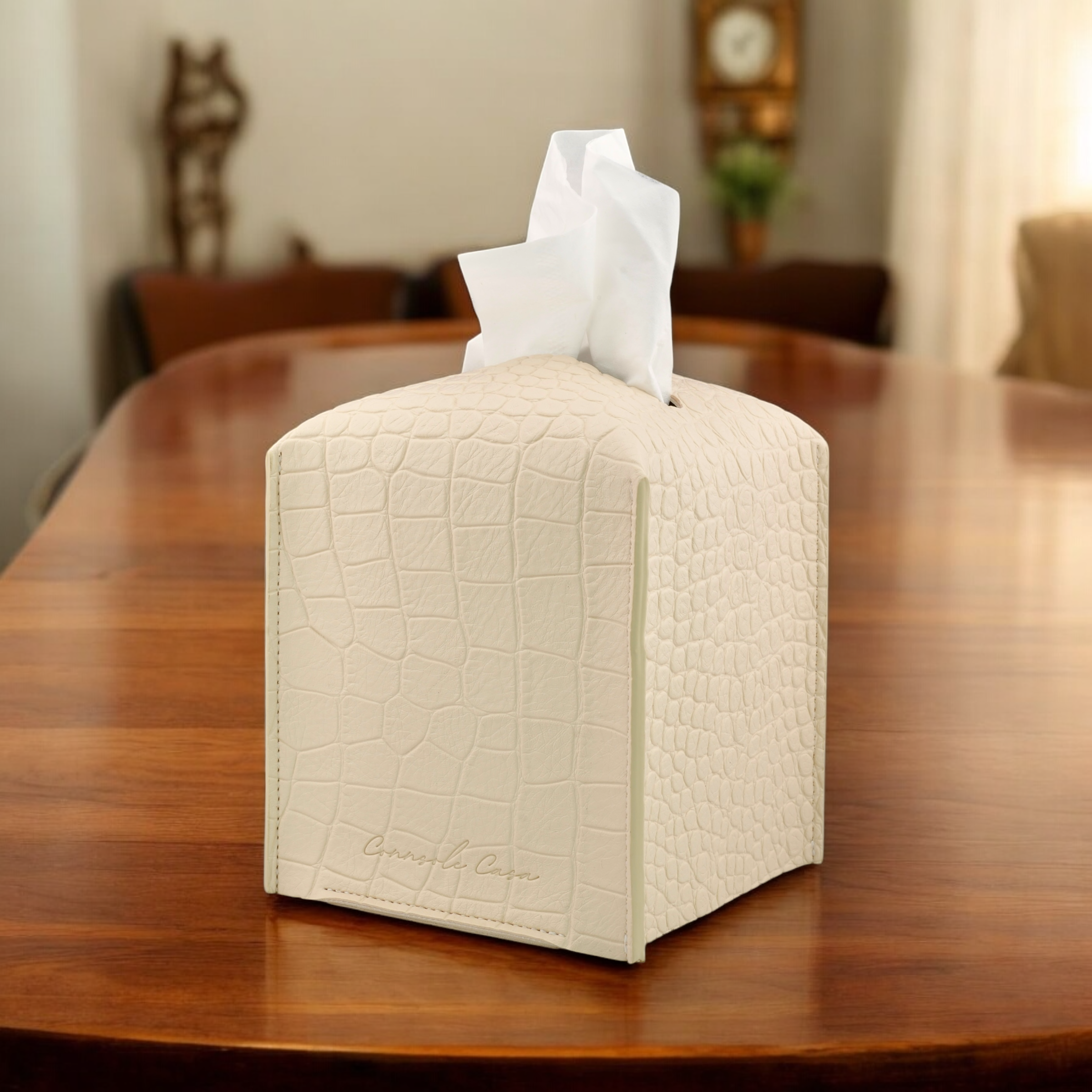 Elegant Faux Leather Tissue Box Cover