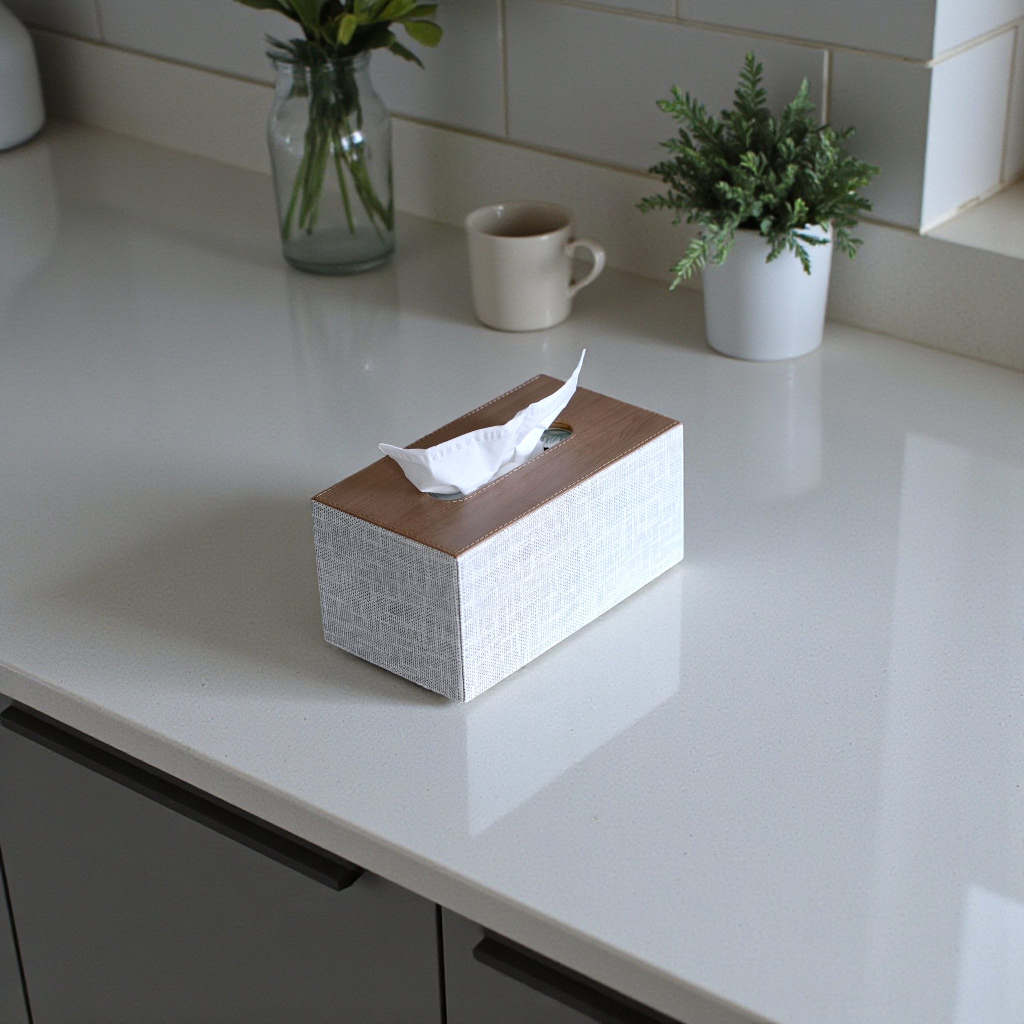 Modern tissue box cover - Rectangular Leather made for Kleenex tissues 
