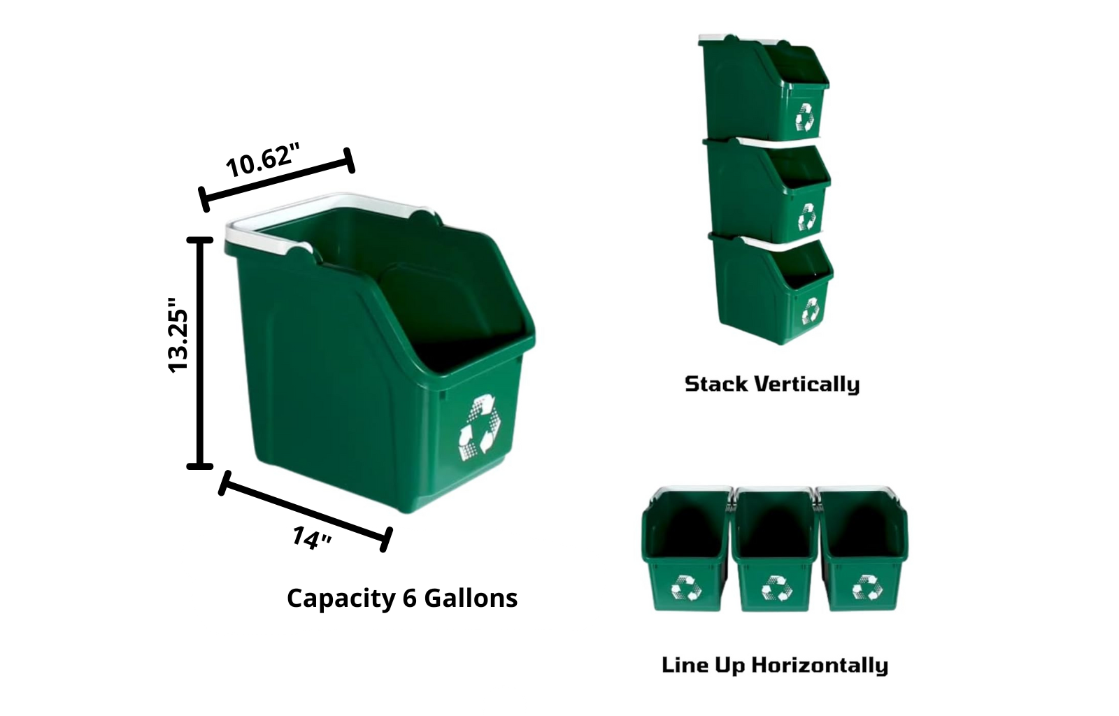 6-Gallon Stackable Recycling Bins – Eco-Friendly Waste Sorting for Homes, Offices & Garages