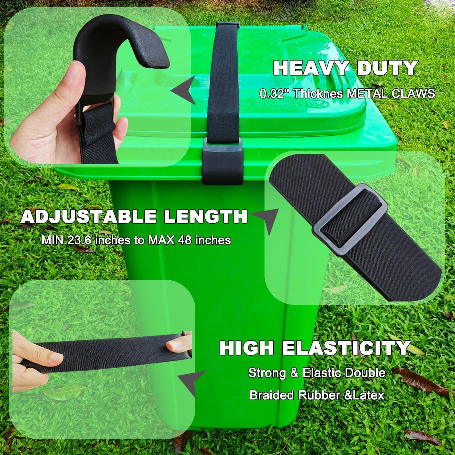 Trash Can Locks for Outdoor Bins – Animal-Resistant, Windproof & Tool-Free Installation (2-Pack)