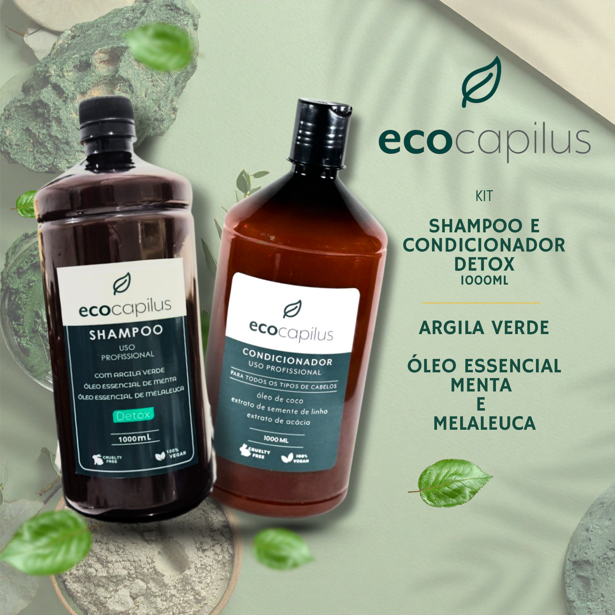 KIT SHAMPOO E CONDICIONADOR DETOX - ECOLÓGICA HAIR 300ML