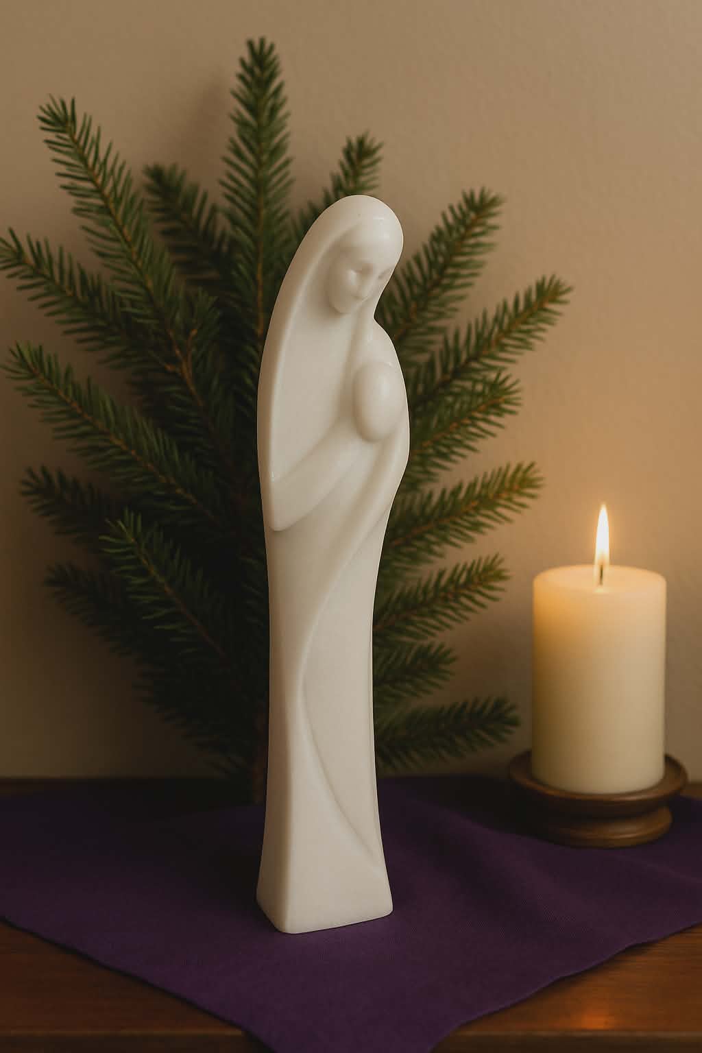 Marble Madonna & Child Statue