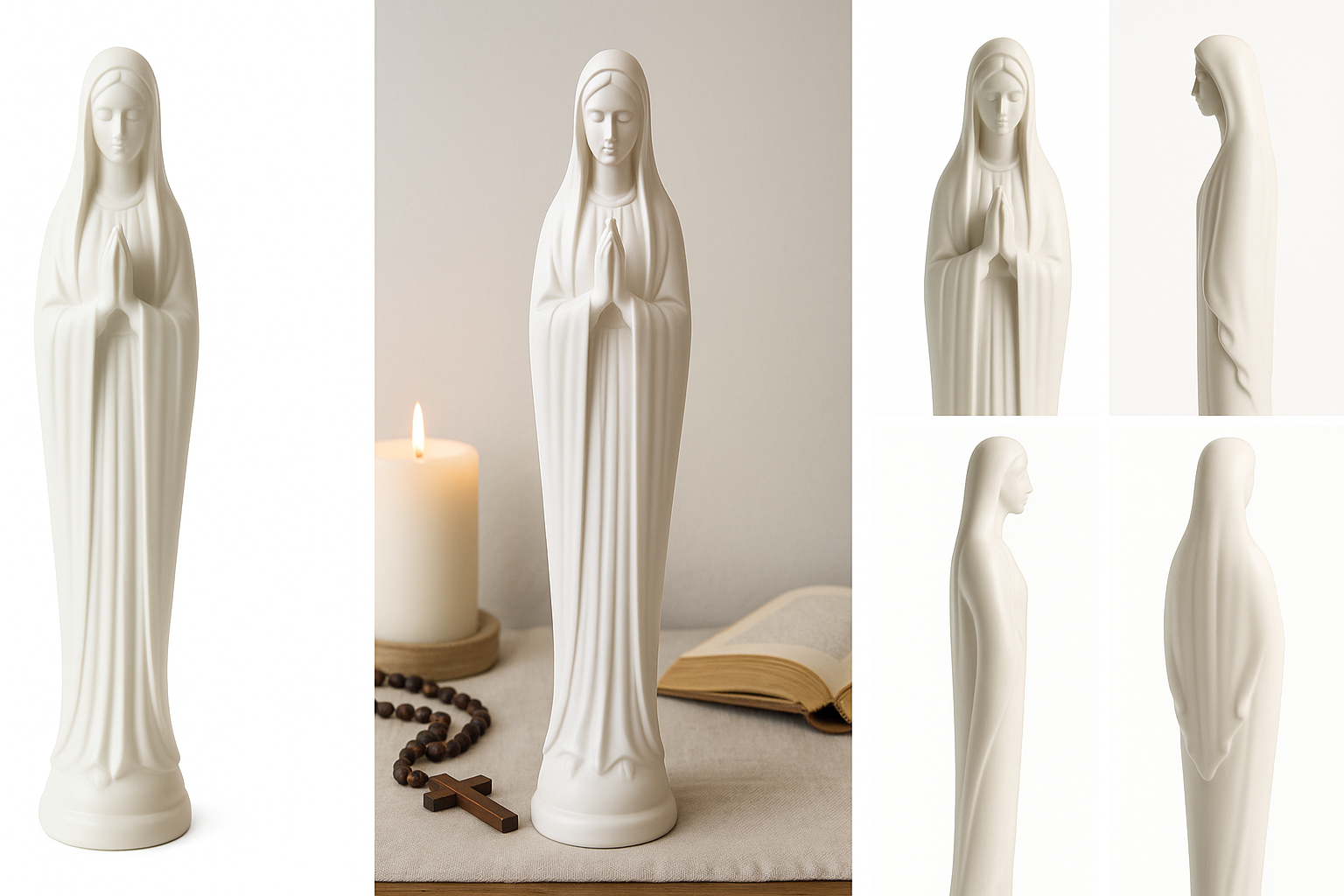 Vintage White Madonna Statue - Tall Porcelain Marian Figure
