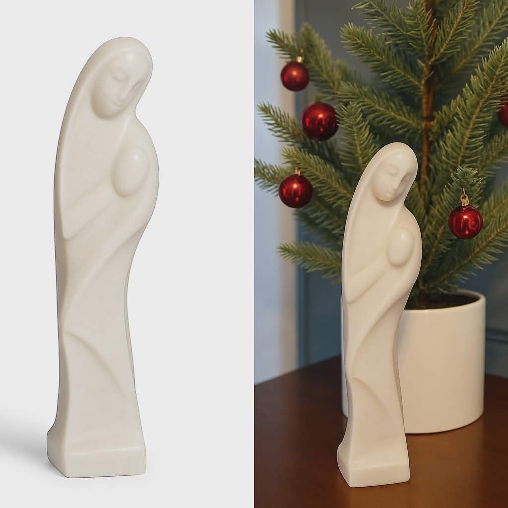 Marble Madonna & Child Statue
