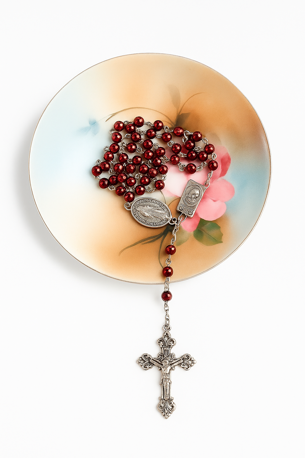 Burgundy Padre Pio Rosary 