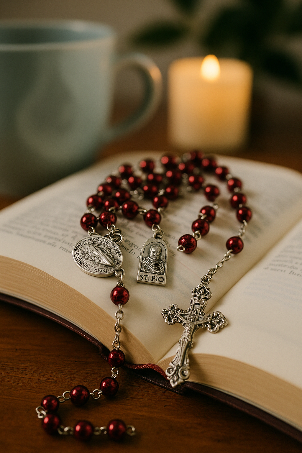 Burgundy Padre Pio Rosary 